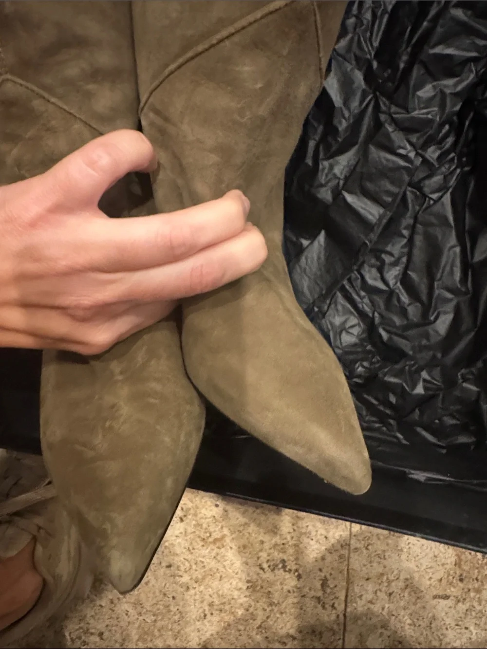 Saint Laurent Olive Suede Over-the-Knee Boots